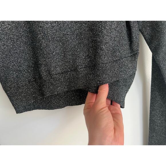 Express Shine Cropped Mock Neck Sweater, Medium/Dark Gray, Size S - Picture 3 of 5